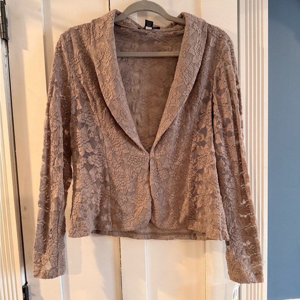 INC International Concepts Lace Blazer in Tan